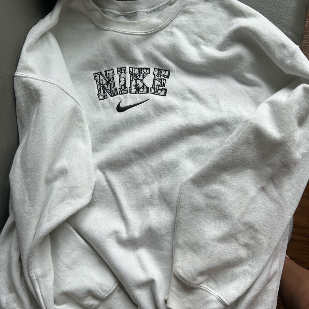 White Vintage Nike “Dior Style” Crewneck sweatshirt, Unisex 2XL, fits like an XL